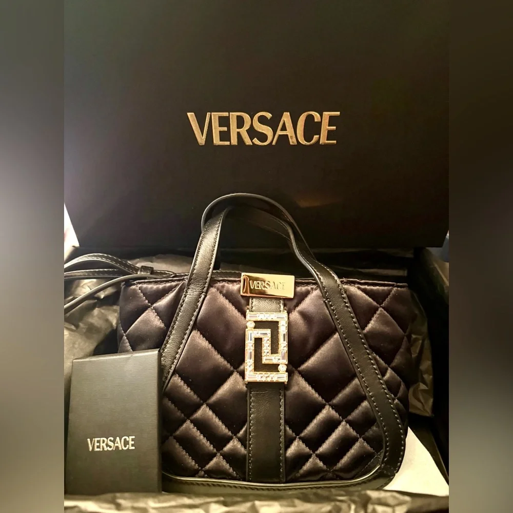 Versace Black Crystal Greca Goddess Bag with Box - Picture 3 of 6